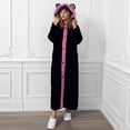 thumbnail image 2 of NAFUU Zipper Robes for Women Long Bathrobe Hooded Robe With Adorable Cat Ears Bathrobe Sleepwear Party Cozy Warm Night Dress Loungewear Comfort Jammies, 2 of 6