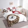 thumbnail image 2 of Castle Fairy Sport Billiards King Bedding 7pcs, Retro Cheetah Print King Bed in a Bag, Brown Red White, 2 of 7