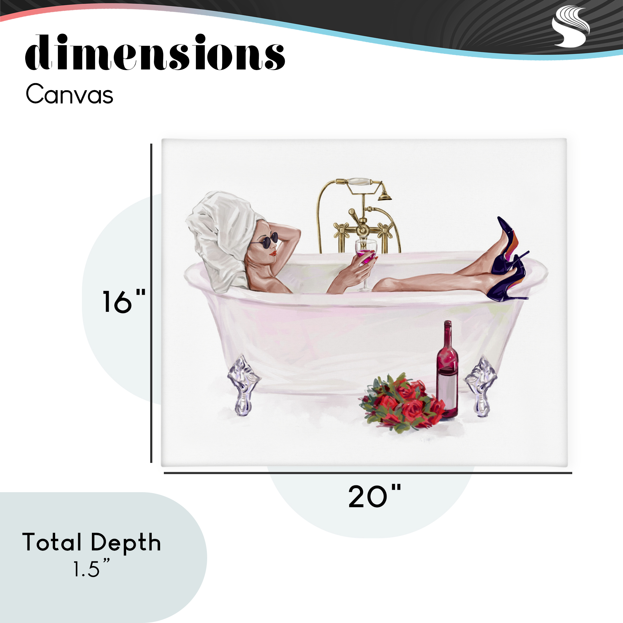 Woman with Wine Bath Canvas Wall Art, design by Ziwei Li