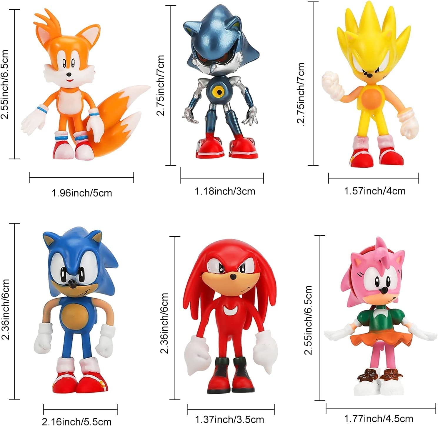 6 Pcs  Sonic The Hedgehog Toys Action Figure，Ideal Gifts & Cake Topper for Boys Girls Fans Birthday Party Favors