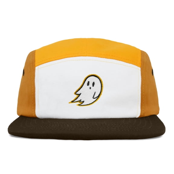 Dalix Embroidered Ghost 5 Panel Camper Hat Cap Cotton Baseball Hat Men Gold Brown