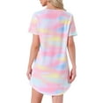 thumbnail image 3 of INSPIRE CHIC Women's Mother's Day Sleepshirt T-shirt Dress Colorful Striped Short Sleeve Nightshirt Nightgown 2XL Light Rainbows, 3 of 6