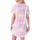 thumbnail image 3 of Camisón T-shirt de mujer Inspire Chic, vestido de pijama, colorido, a rayas, con mangas cortas, bata de noche, talla L, arcoíris claro, 3 of 6