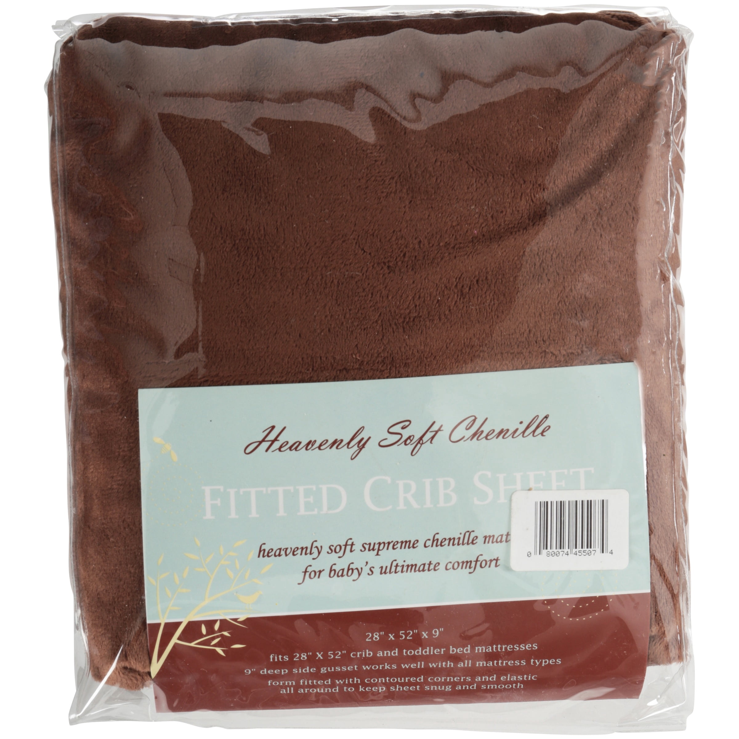 TL Care Heavenly Soft Chenille Fitted Crib Sheet 28" x 52", Warm and Cozy Neutral Chenille Sheet, Chocolate, for Boys and Girls, Fits Crib and Toddler Bed mattresses