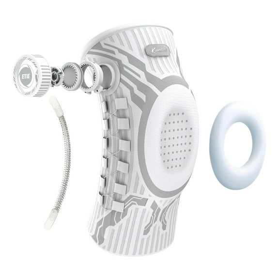 Kuangmi Smart Knob Knee Brace with Patella Gel Pad and Lateral Stabilizer, Compression Knee Brace for Exercise (Single-White-Right-XXL))