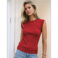 thumbnail image 4 of Women'S Summer Cap Sleeve Slim Fitted Knit Basic Casual Ribbed Tank Tops Claret XL, 4 of 7