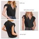 thumbnail image 5 of Slatcetga Tops con Cuello en V para Mujer, Tops Informales de satén de Color Puro con Volantes de Encaje para Fiestas, Compras, Viajes, Viajes al Aire Libre, Negro M, 5 of 6