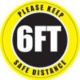 thumbnail image 4 of Ergomat B2354914 Please Keep Safe Distance Sign - 6 in. Round - Vinyl Adhesive - Multi Color, 4 of 4