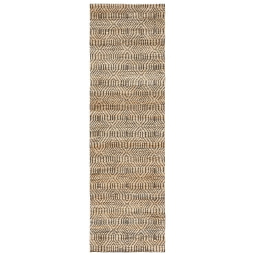 SAFAVIEH Natural Fiber Devan Geometric Runner Rug, Natural/Black, 2'3" x 8'