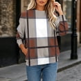 thumbnail image 2 of Enjoytime Women Sweatshirt Fall Fashion Plaid Long Sleeve Pullover Tops Lightweight Casual Oversized Crewneck Sweatshirts, 2 of 6