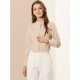 thumbnail image 2 of INSPIRE CHIC Women's Stand Collar Button Down Long Sleeve Shirts, 2 of 6