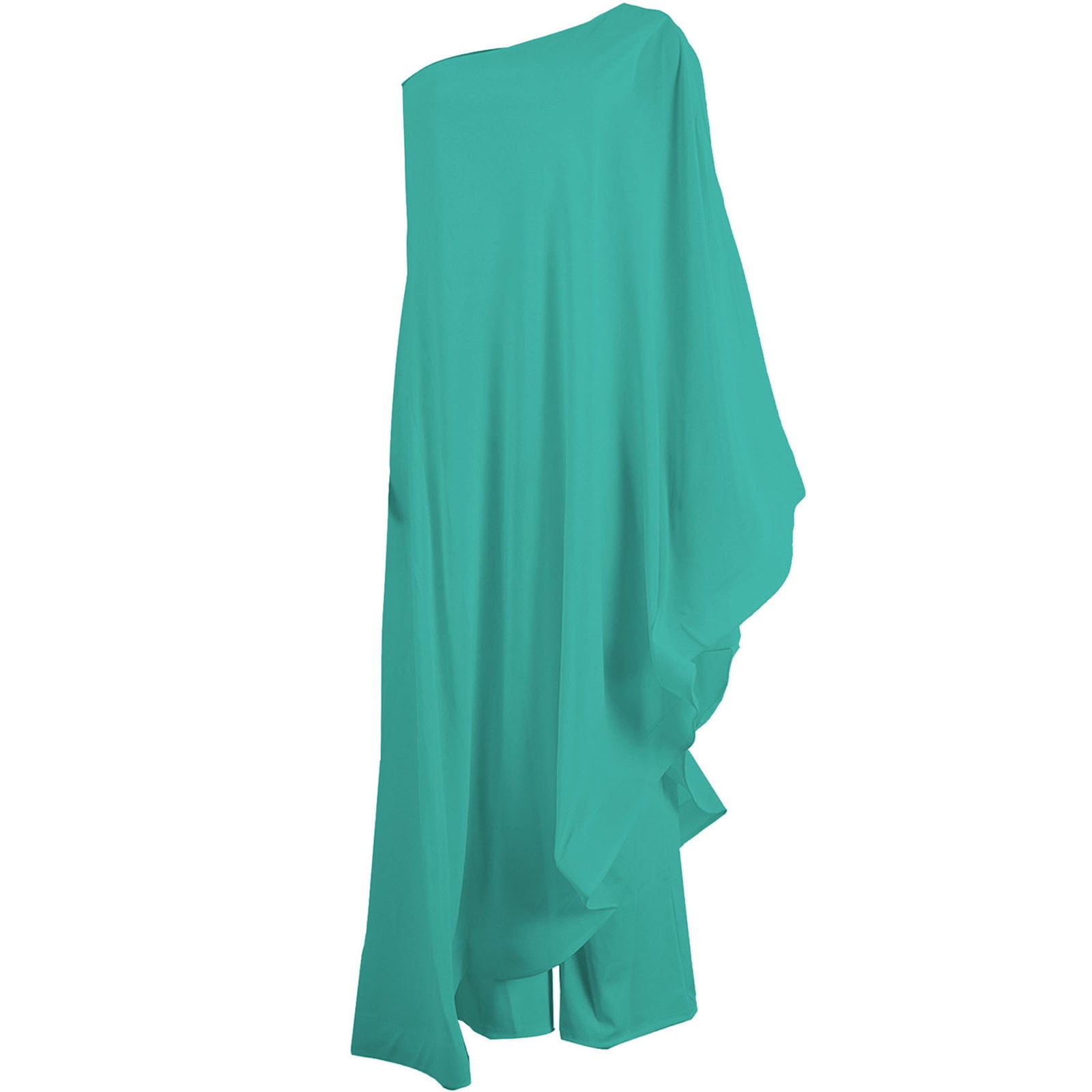 Casual Sweater Set Jumpsuits for Women One Shoulder Evening Cocktail Semi Formal Maxi Dress Pants 2 Piece Jogger Outfit Set S-111 Green L