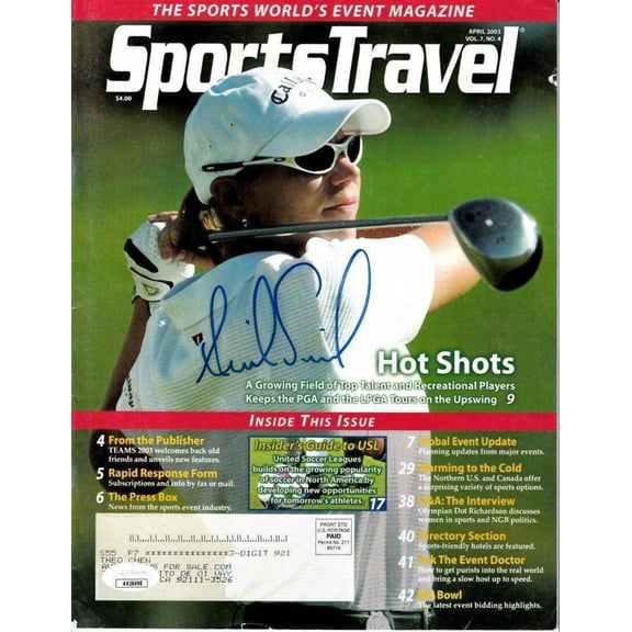 Annika Sorenstam autographed 2003 Sports Travel magazine JSA