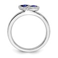 thumbnail image 2 of 925 Sterling Silver Created Sapphire Double Heart Stackable Ring Love Birthstone September Gemstone, 2 of 8