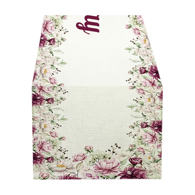 asddcavvf Day Table Runner With Flowers Festive Atmosphere Decorative Table Runner Easter Brunch Decorations