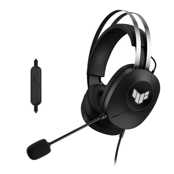 Auriculares para juegos ASUS TUF Gaming H1 Gen II con cable USB-A y micrófono: transductores de 40 mm, sonido envolvente virtual 7.1, micrófono con certificación TeamSpeak, ergonómicos, ligeros, almoh