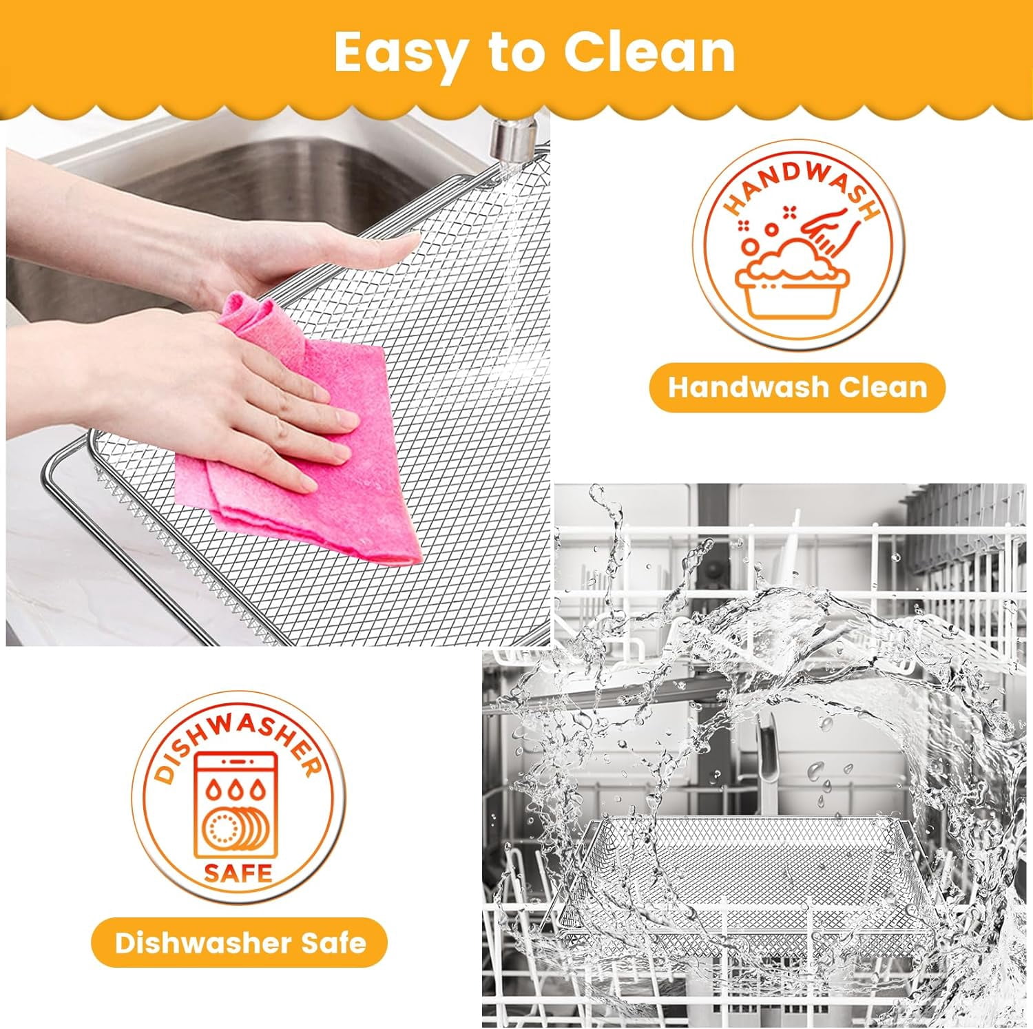 Air Fryer Basket Replacement for COSORI CO130-AO 12 in 1 CS130-CFH CS130-AO 13 in 1 32Qt Toaster Oven Combo, 14.17 * 11.81''Air Fryer Steel Basket Wire Rack Accessories Parts, Dishwasher Safe
