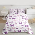 thumbnail image 2 of Homewish Purple Pink Butterflies 3-Piece Full Size Comforter Sets for Female Men,Dreamy Princess Bedding Comforter Set,Kawaii Cartoon Lightweight Bedding Sets,Lightweight Room Decor,Reversible, 2 of 8