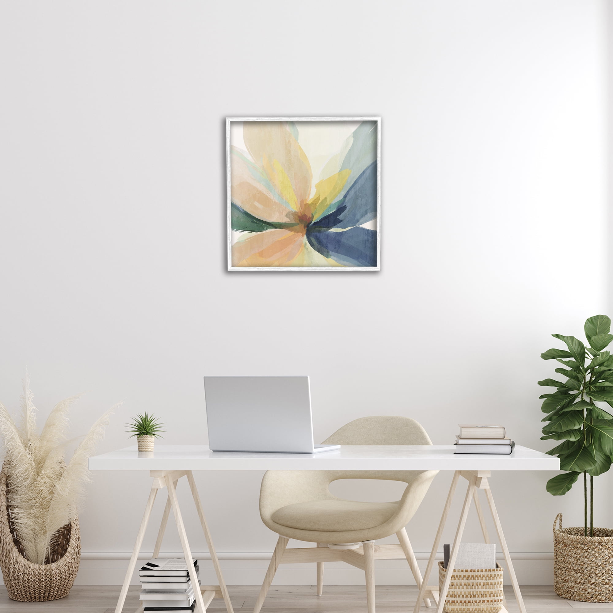 Flared Abstract Neutral Petals White Framed Giclee Art, design by Irena Orlov