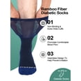 thumbnail image 2 of LOFIR Bamboo Viscose Diabetic Socks for Men & Women, 3 Pairs Wide Calf Crew Socks, Seamless Toe Socks for Swollen Feet, Size 11-13, Blue, 2 of 7