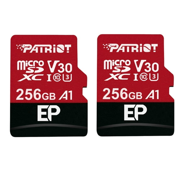 Patriot EP Series 256GB Micro SDXC V30 A1 UHS-I U3 4K UHD Memory Card 2 Pack - PEF256GEP31MCX2