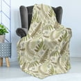 thumbnail image 4 of Botany Soft Flannel Fleece Throw Blanket, Fern Leaves Curlicue Botanical Adornments Print on Pastel Background, Cozy Plush for Indoor and Outdoor Use, 70" x 90", Eggshell and Dark Tan, by Ambesonne, 4 of 5