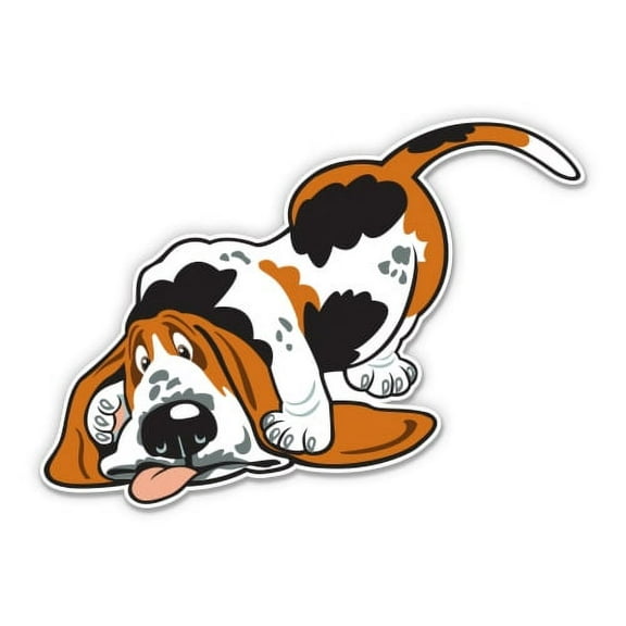 Funny Basset Hound - 3" Vinyl Sticker - For Car Laptop Water Bottle Phone - Waterproof Decal