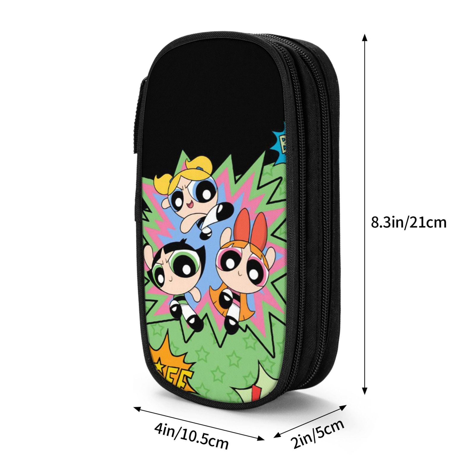 The Powerpuff Gi-rls Pencil Case Large Capacity Pencil Pouch Penbag Office Stationery Organizer Travel Makeup Bag Black