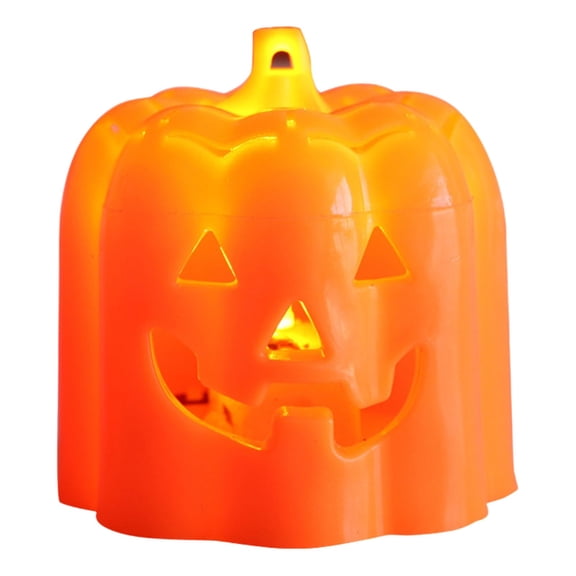 Halloween Decorations Pumpkin Candle Light Decoration Prop, Flameless Pumpkin Candle Decor for Halloween Parties, Festive Fall Decorations for Home, Easy to Place Anywhere