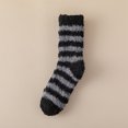 thumbnail image 3 of Womens Fuzzy Crew Socks Fluffy Striped Warm Cozy Winter Socks Soft Plush Thick Casual Lounge Socks (Black), 3 of 5