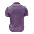 thumbnail image 5 of FRSASU Men's Short Sleeve Polo Shirts Casual Moisture Wicking Golf Shirts Buttons Collared Solid T Shirts with Pocket Purple, 5 of 7