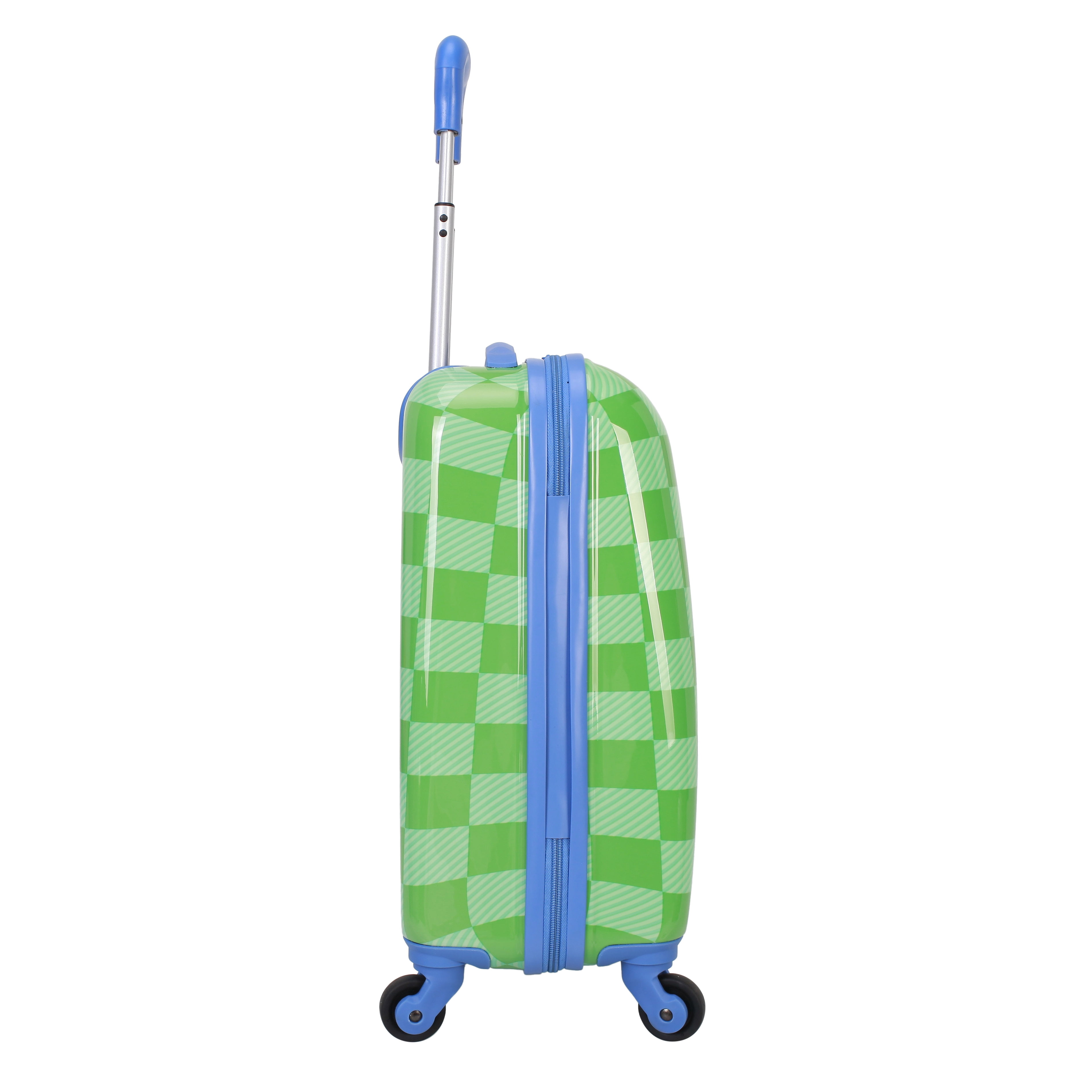 CRCKT Kids Boy 21" Checker Hardside Carry-on Luggage With 360 Spinner Wheels, Poison Green - Green and Blue