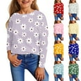 thumbnail image 2 of Abcomgle Girls Shirts Long Sleeve 10-12 Trendy Daisy Flower Print Crewneck T Shirts for Girls Fall Basic Top for Girls Cute Girls Tunic Tops 8-9 Years,Beige, 2 of 6
