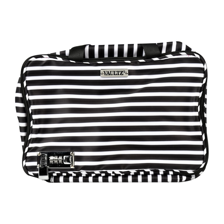 Vaultz Women's Locking Travel Bag, Black & White Stripe photo 3