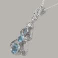 thumbnail image 4 of LBG 10k White Gold Natural Blue Topaz & Cubic Zirconia Womens Bohemian Pendant & Chain - Chain length 18, 4 of 5