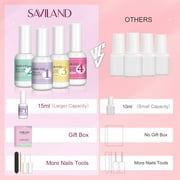 Saviland Dip Powder Liquid Set with Dip Powder Activator, Base and Top Coat, Brush Saver and Nail File