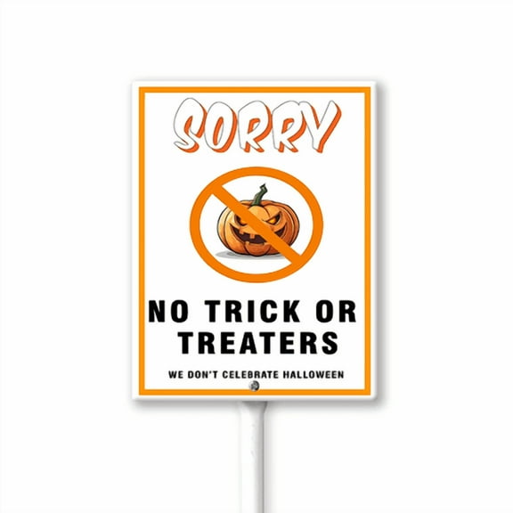 Eveokoki Sorry No Trick Or Treaters Here Aluminum Decorative Garden Stakes - Outdoor Halloween Decor for Home, Yard Signs for Garden Lawn Patio 4.6x6Inch