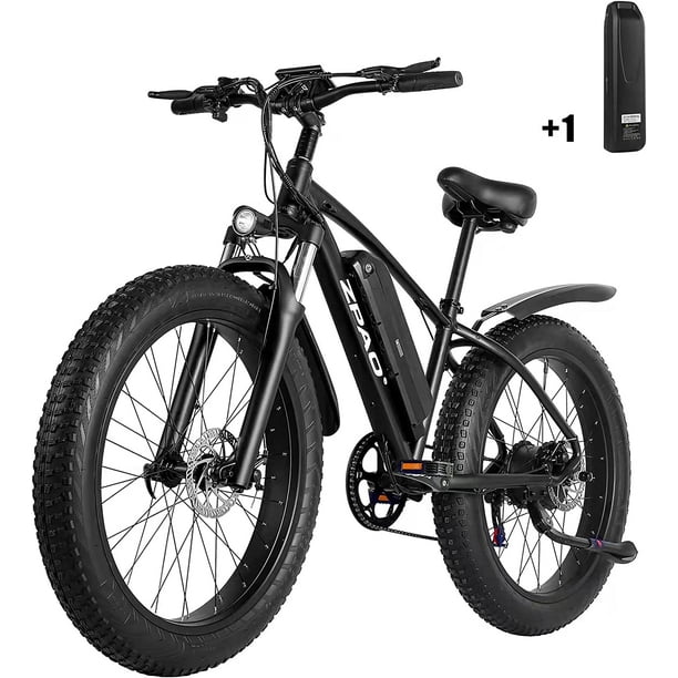 Ammp-zp1000S Vélo Électrique 1000W Moteur 48V 14Ah Lithium Ion Batterie Amovible 26 Pouces 25MPH Shimano 7speed TEKTRO Frein UL Certification (Batteryx2), Noir