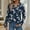 Navy, variant on Dasayo Women Tops Blue V-Neck Hawaiian Long Sleeve Floral Buttons T-Shirt Shirts for Women L