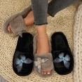 thumbnail image 2 of Fengactive Womens Plush Slippers Butterfly Decor Warm Indoor House Slippers Comfortable Slip On Home Shoes, 2 of 9