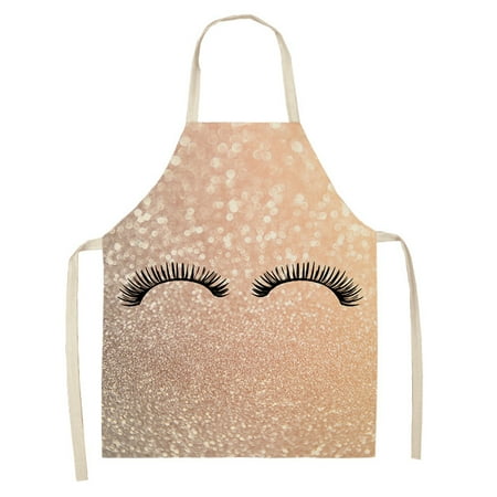 

Eyelash Printed Cleaning Art Aprons Sleeveless Home Cooking Kitchen Apron Cook Wear Cotton Linen Adult Bibs Cozinha Fofa