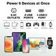 thumbnail image 5 of Bell + Howell Swivel Power Surge Protector Electric Charging Station with 6 Outlets, 2 USB & 1 USB-C Charging Ports with 180 Degrees Swivel Rotation, Quick Charging - 9 Devices in One, 5 of 6