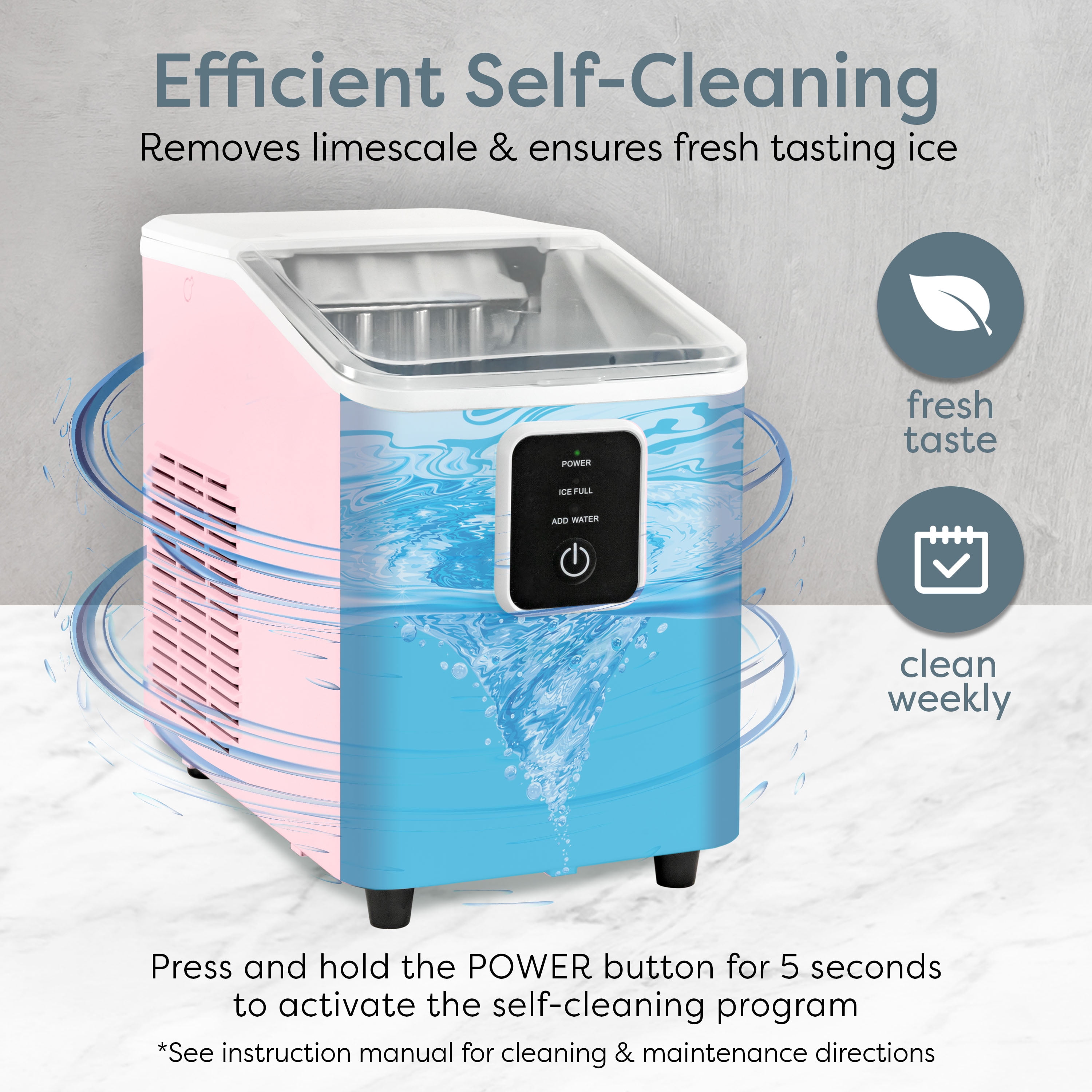 Igloo Countertop Ice Maker, Automatic Self-Cleaning Ice Maker Machine with Ice Basket and Scoop, Pink