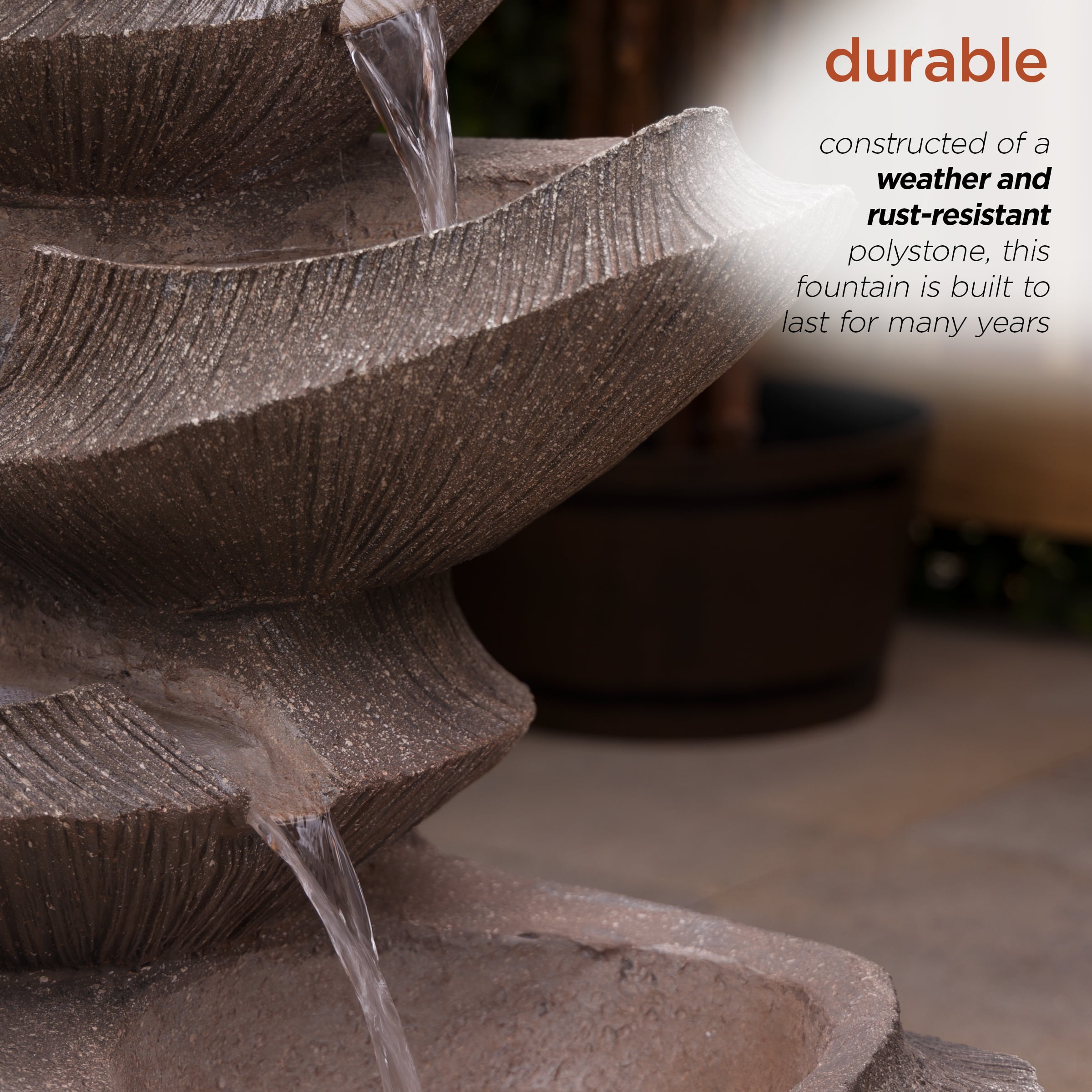 Alpine Corporation Cascading Outdoor Fountain with LED Lights, 31" High