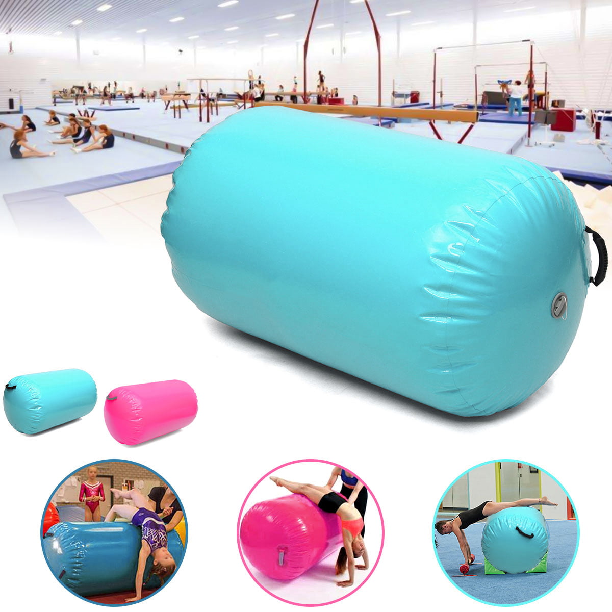 Details about   Inflatable Gymnastics Gym Air Track Mat Barrel Roller Cylinder Yoga Training US 