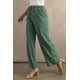 thumbnail image 3 of ABPHQTO Pantalones de pierna ancha arrugados con cordón en la cintura verde de mujer, 3 of 5