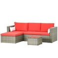 thumbnail image 1 of CoSoTower 3pcs Modern Rattan Sofa Set, Wicker Patio Furniture Set with Coffee Table, Cushions, Pillows, 1 of 7