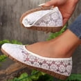 thumbnail image 4 of Women's Floral Embroidered Mesh Slip-On Flat Shoes Square Toe Hollow-Out Breathable Non-Slip Lightweight Casual Walking Shoes Wedding Bride Dressy Shoes fashionable outer wear, 4 of 8