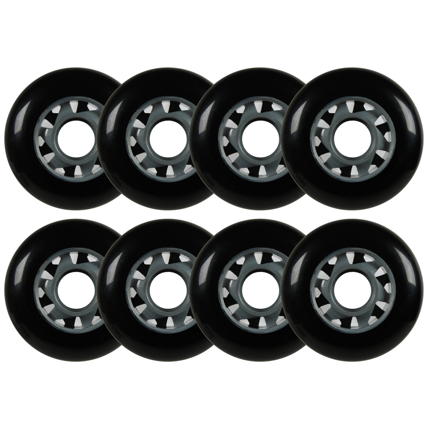 Inline Skate Replacement Wheels Silver/Black 76mm 78A Cyclone 8 Pack