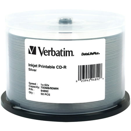 UPC: 0023942948926 | DataLifePlus 700 MB/80 min 52x CD-R Printable Recordable Discs in Spindle – Silver (50/Pack)